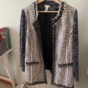 Chico's Black and White Textured Cardigan
